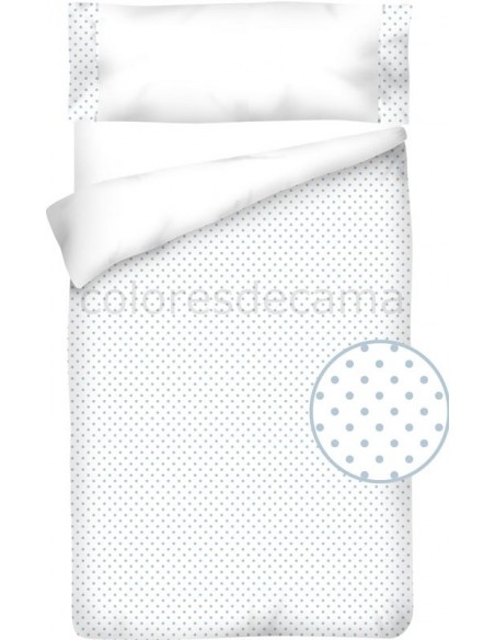 Funda nórdica "Algodón y Pique"  Topos Azules - 3 Piezas