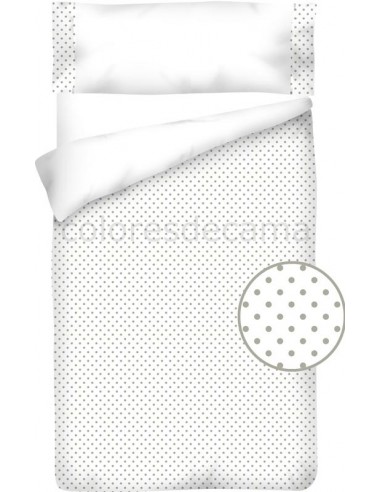 Funda nórdica "Algodón y Pique"  Topos Grises - 3 Piezas
