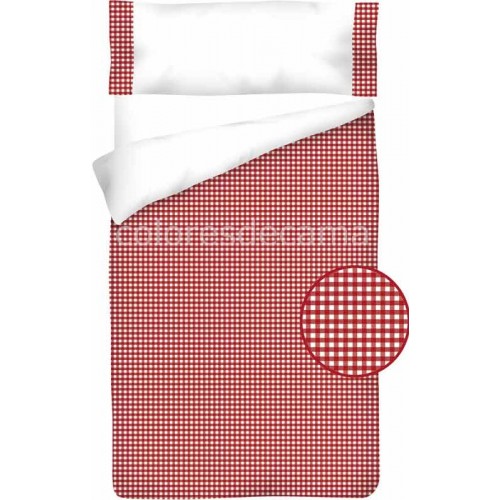 Funda nórdica Algodón - Cuadro Vichy Rojo - 3 Piezas