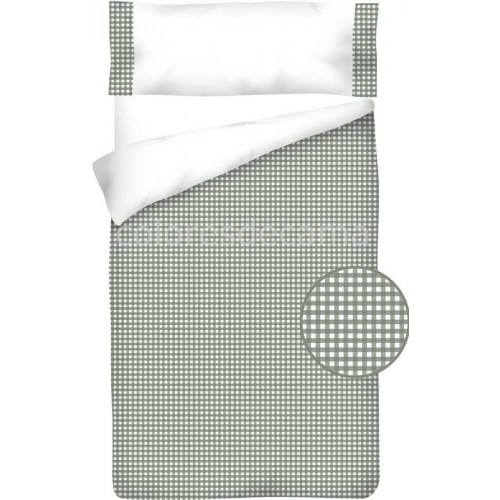 Funda nórdica Algodón - Cuadro Vichy Gris - 3 Piezas