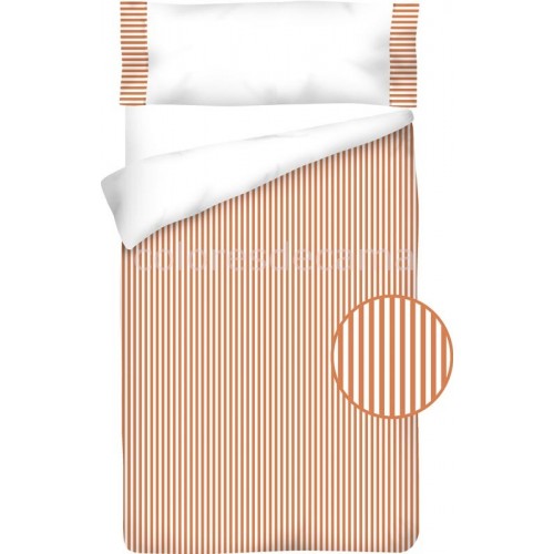 Funda nórdica Algodón - Vichy Raya Naranja - 2 Piezas