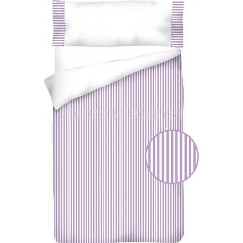 Funda nórdica Algodón -  Vichy Raya Lila - 3 Piezas