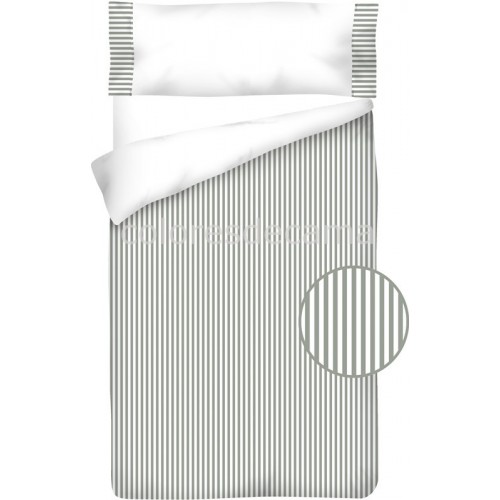 Funda nórdica Algodón -  Vichy Raya Gris - 3 Piezas