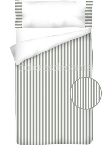 Funda nórdica Algodón -  Vichy Raya Gris - 3 Piezas