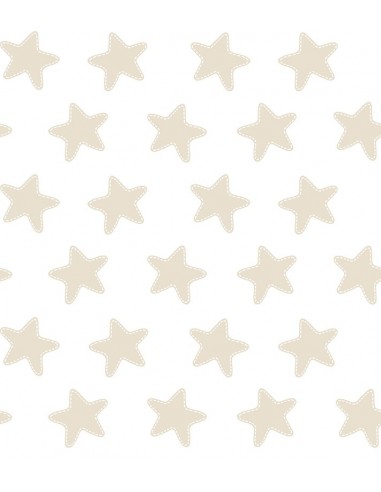Juego de sábanas "Algodón" Estrellas Arena - Fondo Blanco - 2 Piezas