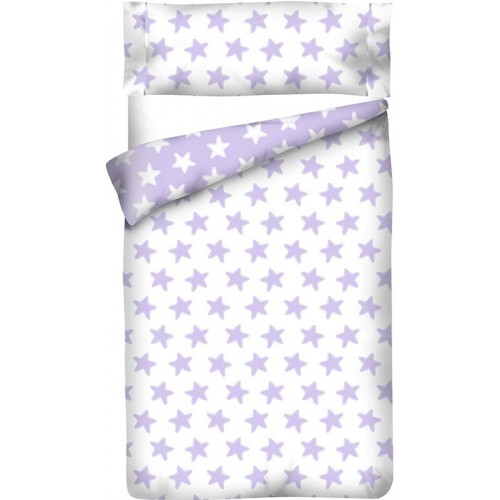 Funda nórdica Reversible "Algodón" Estrellas Blancas - Fondo Lila - 2 Piezas 2