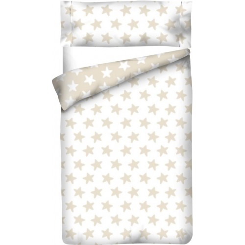 Funda nórdica Reversible "Algodón" Estrellas Blancas - Fondo Arena - 3 Piezas 2