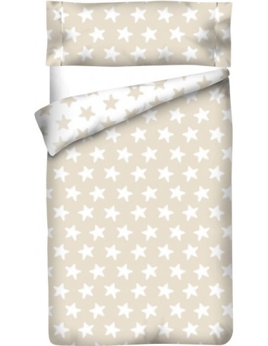 Funda nórdica Reversible "Algodón" Estrellas Arena - Fondo Blanco - 3 Piezas