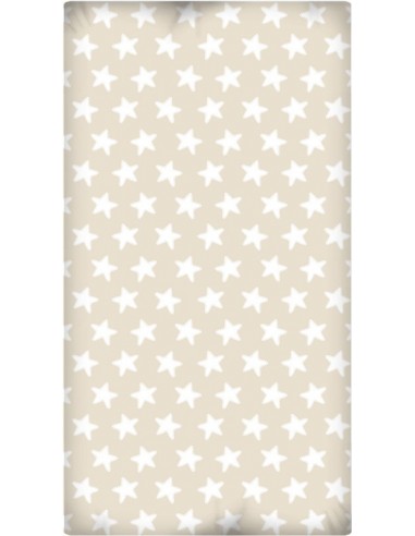 Sábana Bajera Estampada "Algodón" - Estrellas Blancas - Fondo Arena