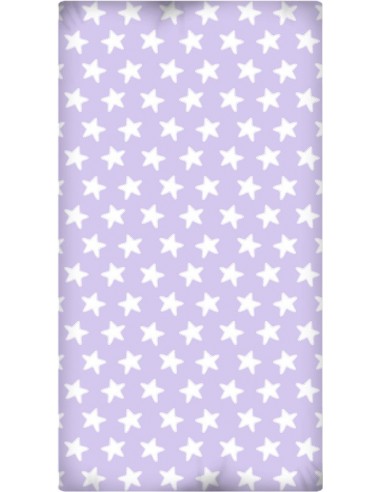 Sábana Bajera Estampada "Algodón" - Estrellas Blancas - Fondo Lila