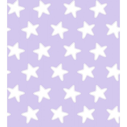 Sábana Bajera Estampada "Algodón" - Estrellas Blancas - Fondo Lila 2