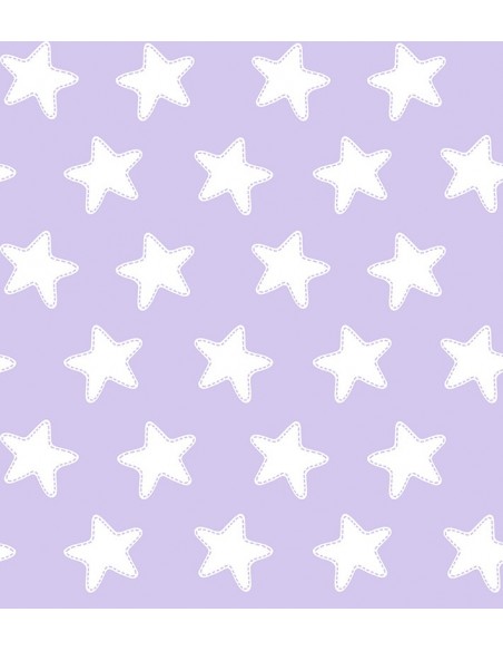 Juego de sábanas "Algodón" Estrellas Blancas - Fondo Lila - 3 Piezas