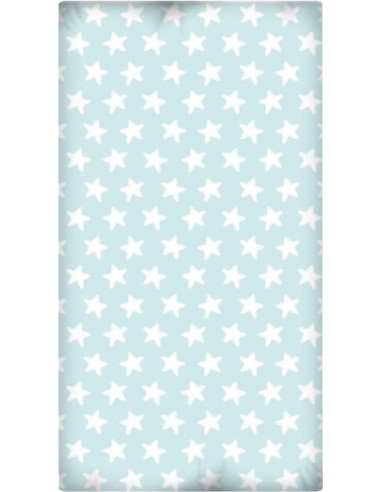 Sábana Bajera Estampada "Algodón" - Estrellas Blancas - Fondo Esmeralda