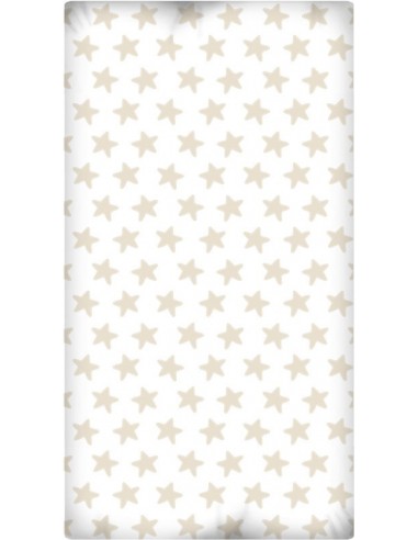 Sábana Bajera Estampada "Algodón" Estrellas Arena - Fondo Blanco