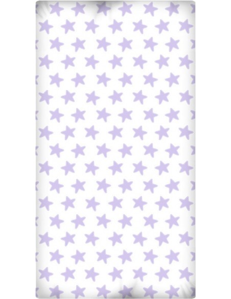 Sábana Bajera Estampada "Algodón" - Estrellas Lila - Fondo Blanco Sábana Bajera Estampada "Algodón" - Estrellas Lila - Fondo Blanco