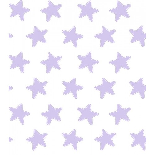 Sábana Bajera Estampada "Algodón" - Estrellas Lila - Fondo Blanco 2