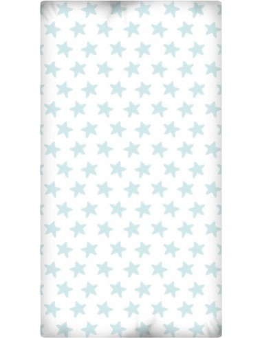 Sábana Bajera Estampada "Algodón" - Estrellas Esmeralda - Fondo Blanco