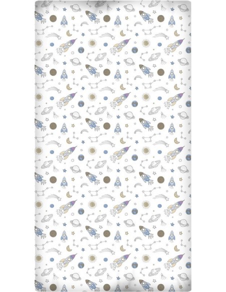 Sábana Bajera Estampada "Algodón" Cohetes