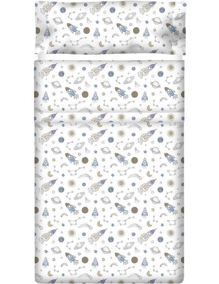 Juego de sábanas "Algodón" Cohetes - 3 Piezas