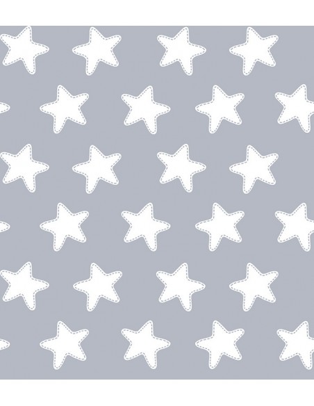 Saco nórdico Cremallera "Algodón" Estrellas Blancas - Fondo Gris Luna