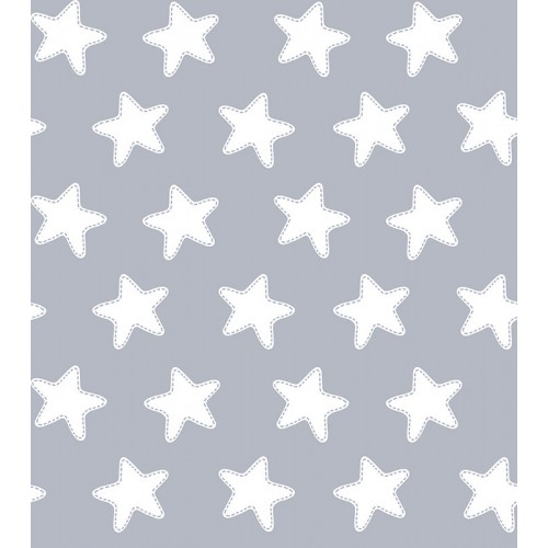 Juego de sábanas "Algodón" Estrellas Blancas - Fondo Gris Luna - 2 Piezas 2