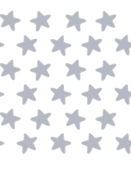 Sábana Bajera Estampada "Algodón" - Estrellas Gris Luna - Fondo Blanco Sábana Bajera Estampada "Algodón" - Estrellas Gris Luna - Fondo Blanco