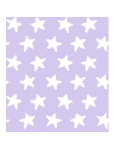 Funda de Cojín Cuadrante ESTRELLAS BLANCO-FONDO LILA - 50 x 50 cm - Con Cremallera