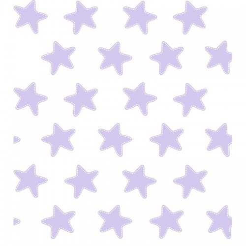 Funda de Cojín Cuadrante ESTRELLAS LILA-FONDO BLANCO - 50 x 50 cm - Con Cremallera