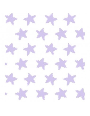Funda de Cojín Cuadrante ESTRELLAS LILA-FONDO BLANCO - 50 x 50 cm - Con Cremallera