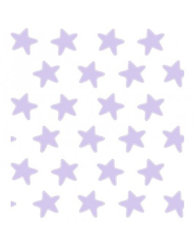 Funda de Cojín Cuadrante ESTRELLAS LILA-FONDO BLANCO - 50 x 50 cm