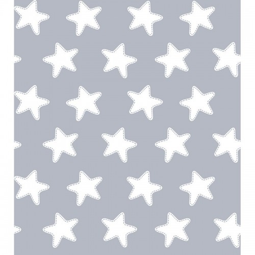 Colcha Copriletto Reversible "ESTRELLAS BLANCO FONDO GRIS LUNA" - Medida: 80 x 160 cm (130 x 200 cm)