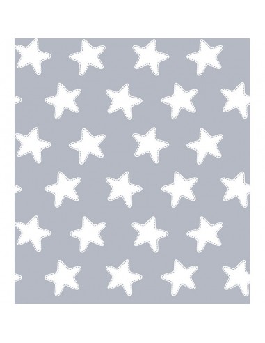 Funda de Cojín Cuadrante ESTRELLAS BLANCO-FONDO GRIS LUNA - 50 x 60 cm + PESTAÑA 5 cm