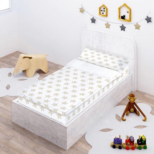 Saco nórdico Ajustable ESTRELLAS ARENA FONDO BLANCO - 90 x 212 cm -  relleno 4 estaciones