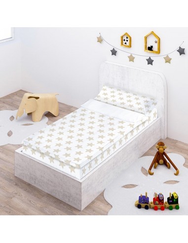 Saco nórdico Ajustable ESTRELLAS ARENA FONDO BLANCO - 90 x 212 cm -  relleno 4 estaciones