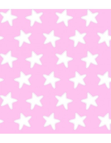 Saco nórdico Cremallera "Algodón" Estrellas Blancas - Fondo Rosa