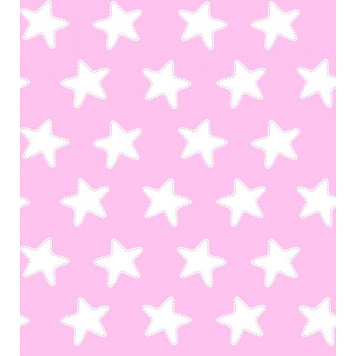 Juego de sábanas "Algodón" Estrellas Blancas - Fondo Rosa - 2 Piezas 2