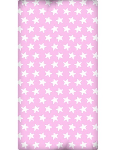 Sábana Bajera Estampada "Algodón" - Estrellas Blancas - Fondo Rosa