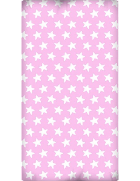 Sábana Bajera Estampada "Algodón" - Estrellas Blancas - Fondo Rosa