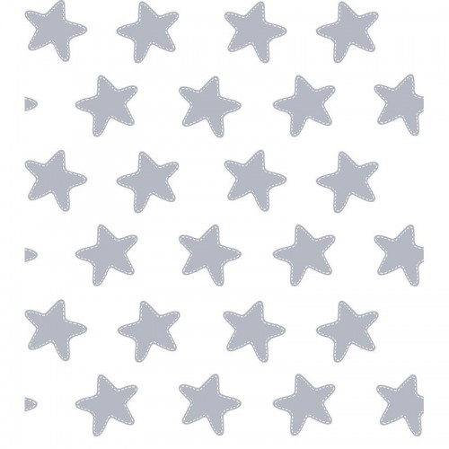 Funda de Cojín Cuadrante ESTRELLAS GRIS LUNA-FONDO BLANCO - 45 x 45 cm - Con Cremallera