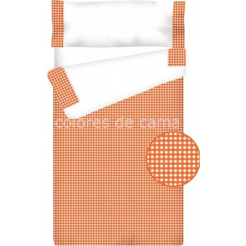 Saco nórdico Cremallera Algodón - Cuadro Vichy Naranja