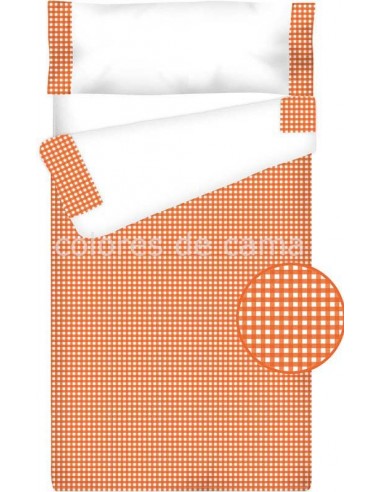 Saco nórdico Cremallera Algodón - Cuadro Vichy Naranja