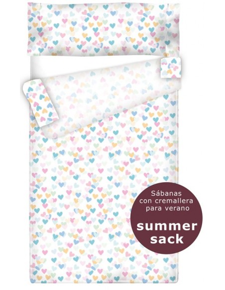 Summer Sack - Sábana con Cremallera "Algodón" Corazones Summer Sack - Sábana con Cremallera "Algodón" Corazones