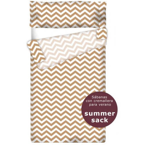Summer Sack - Sábana con Cremallera "Algodón" Zig Zag Camel