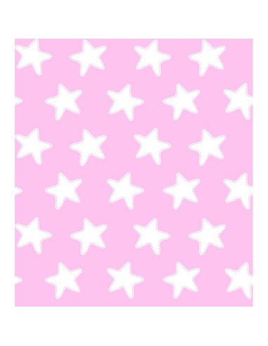 Funda de Cojín Cuadrante ESTRELLAS BLANCO FONDO ROSA - 35 x 35 cm con Cremallera