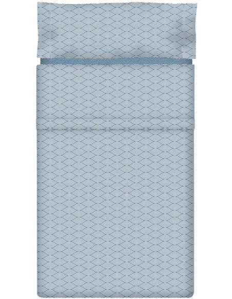 Juego de sábanas "Algodón" Steel Blue Waves - 2 Piezas