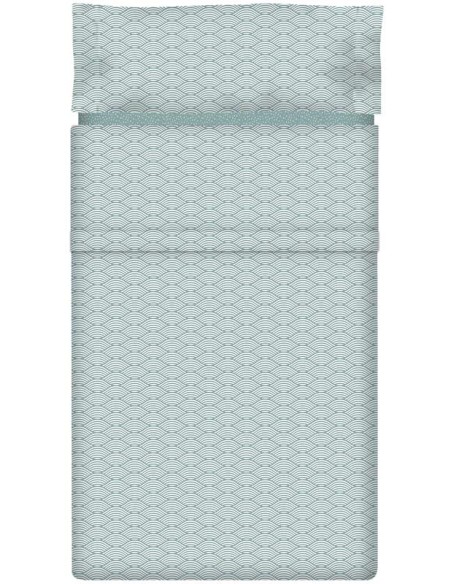 Juego de sábanas "Algodón" Greenish Waves - 3 Piezas