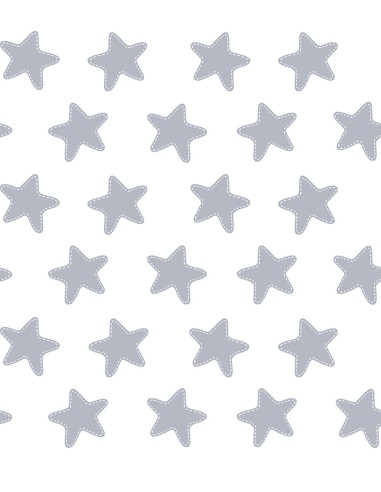 Colcha Copriletto Ajustable "Algodón" Estrellas Gris Luna - Fondo Blanco - Medida: 90 x 190 cm