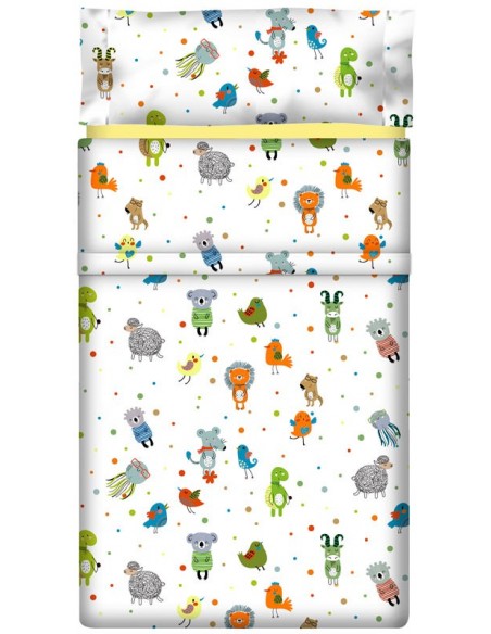 Juego de sábanas "ZOO" - 2 Piezas - cama 70 x 160 cm