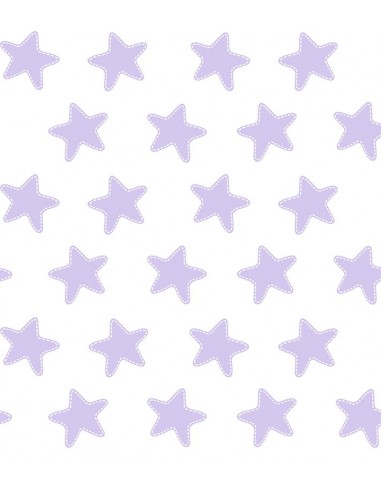 Saco nórdico Cremallera "Algodón" Estrellas Lila - Fondo Blanco