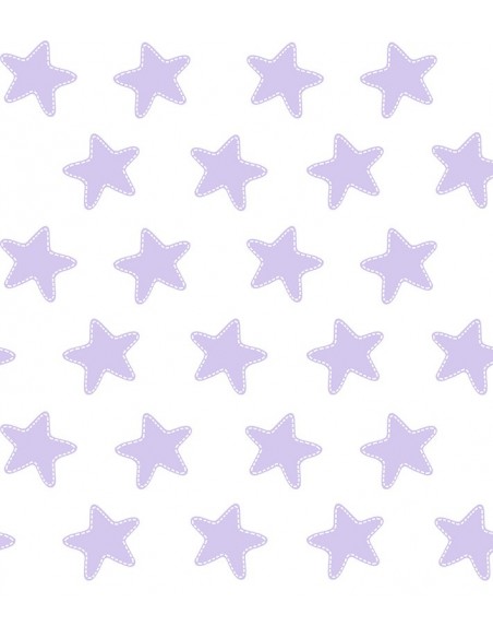 Saco nórdico Cremallera "Algodón" Estrellas Lila - Fondo Blanco
